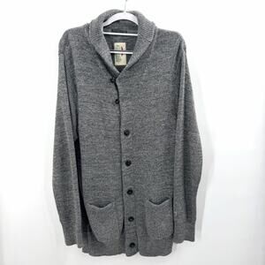Relwen Gray Soft Cotton Wool Blend Shawl Collar Cardigan Sweater Mens XL